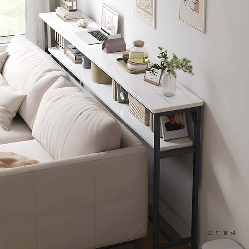 床边窄桌子窄夹缝长条桌靠墙床尾桌沙发后置物架靠背柜缝隙置物柜