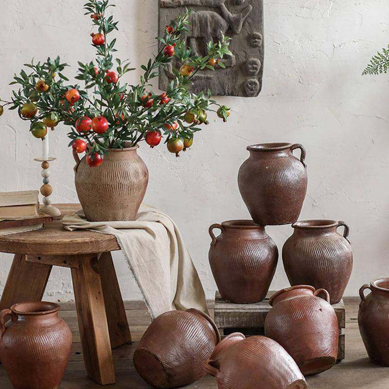 手工单耳粗陶陶瓷花瓶复古插花土陶罐子落地装饰陶瓷花瓶,鲜花速递/花卉仿真/绿植园艺,割草机/草坪机,淘宝优惠券,粉丝福利购,淘宝优惠卷