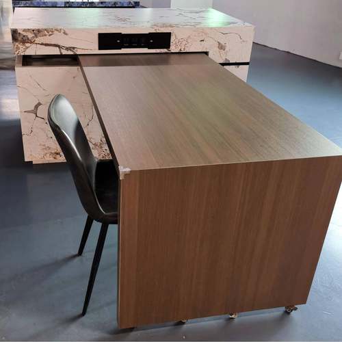 岩板岛台餐桌一体家用可伸缩现代简约多功能餐厅轻奢餐桌椅组合