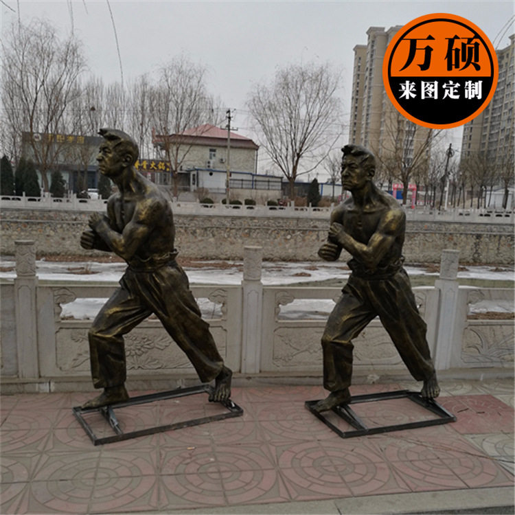 玻璃钢现代仿铜人物雕塑功夫武术拳击人物形象雕塑摆件厂家现货