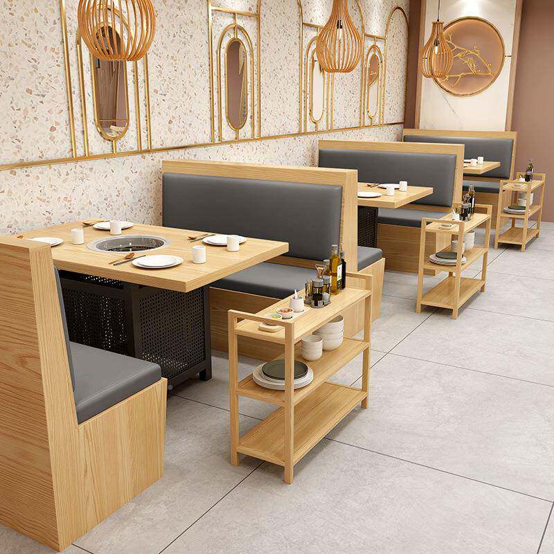 旋火锅带卡电磁炉转桌子靠墙椅饭子961商用店火锅桌椅座沙发组合