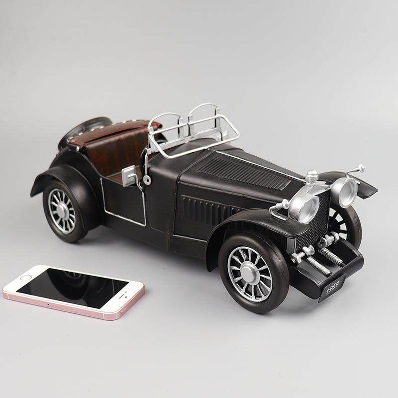 复古名爵敞篷跑车模型铁皮手工艺品酒吧客厅橱窗柜收藏装饰品摆件