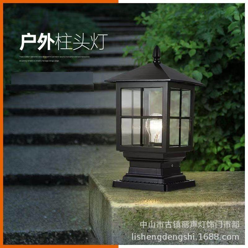 太阳能柱头灯户外防水庭院墙头灯室外别墅大门口花园围墙柱子柱灯
