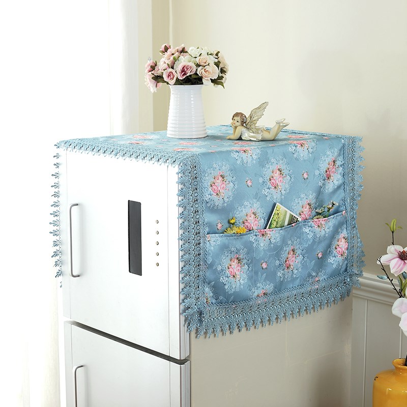 1折出清 田园冰箱防尘罩冰箱巾单开门双开门收纳袋防尘盖布盖巾