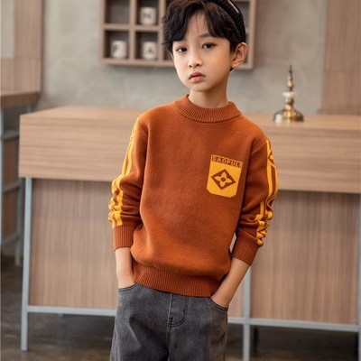 男童毛衣2025春秋新款儿童纯棉打底衫洋气男孩秋冬加绒加厚针织衫