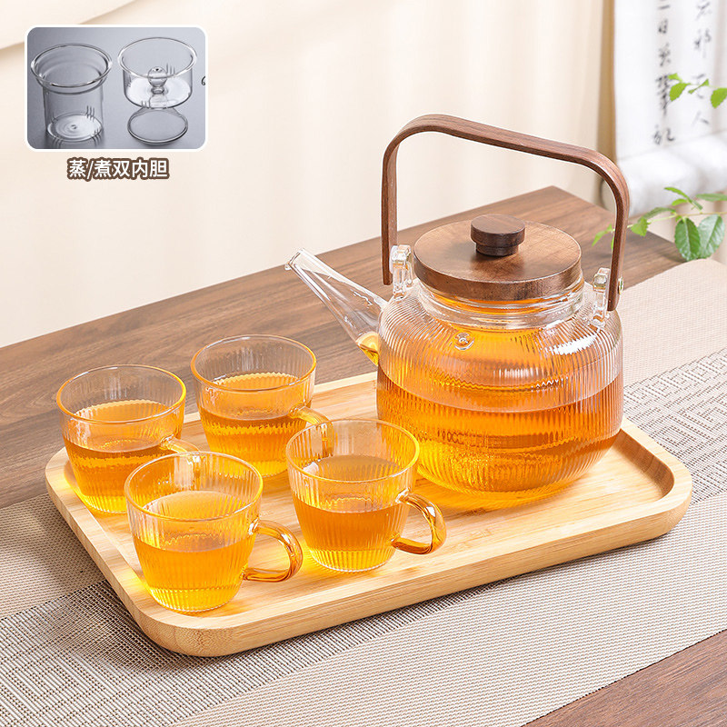 耐热玻璃蒸煮水果茶壶套装蜡烛加热底座下午茶具养生花茶壶茶杯