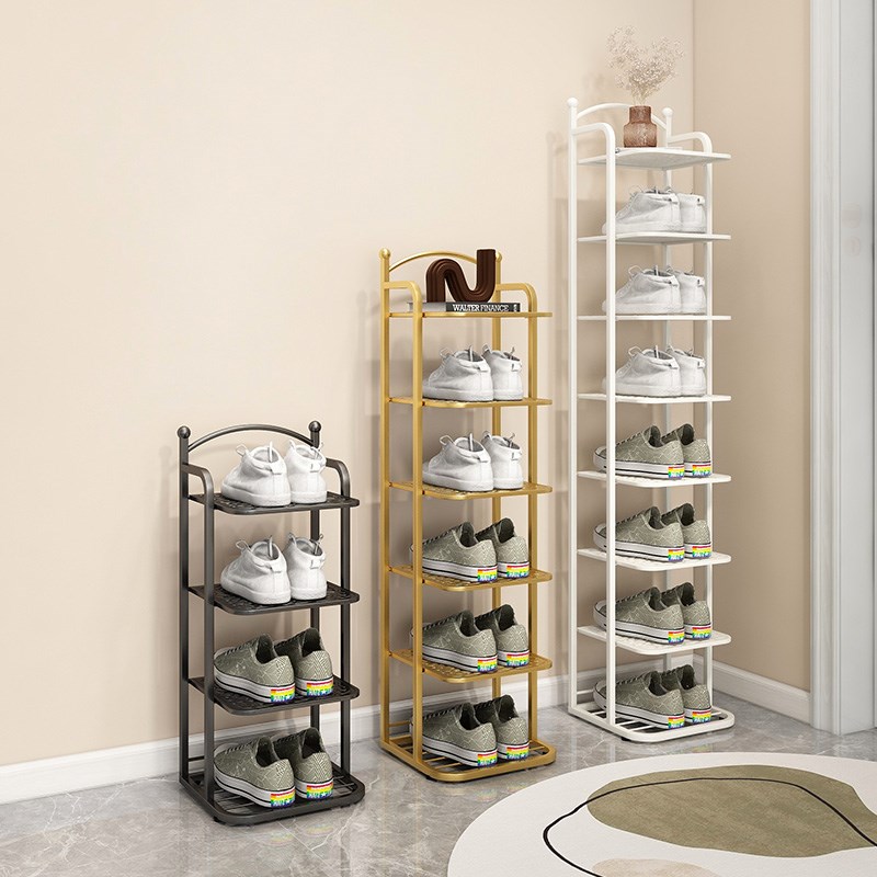 家用多层门口窄小鞋架入户门鞋柜铁艺置物架小户型简易收纳鞋架子