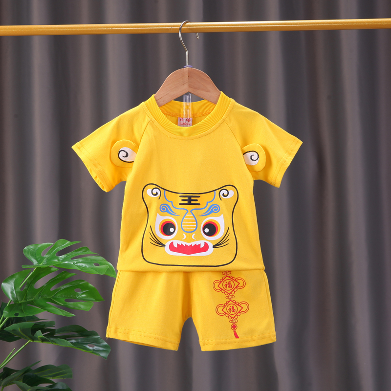 男宝宝夏装唐装薄款1岁半5七10一86个月婴儿夏季衣服分体男孩套装