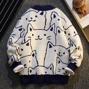 2023新款春秋款儿童休闲外搭针织开衫秋季中大童男童毛衣外套童装