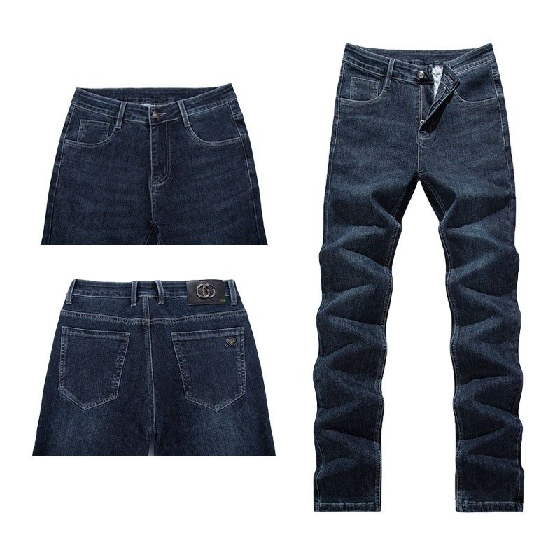 加长牛仔裤男直筒宽松春秋冬季大码蓝色高个子长腿款男士裤子