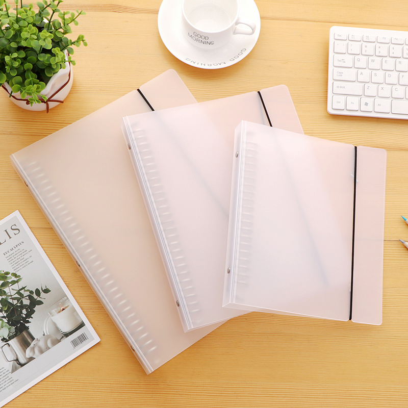 透明磨砂外壳活页资料册100页小清新活页夹A4A5/B5票据收纳文件夹