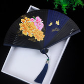 中国风喷绘全竹扇子古风折扇女式 汉服随身工艺礼品折叠扇手工夏季