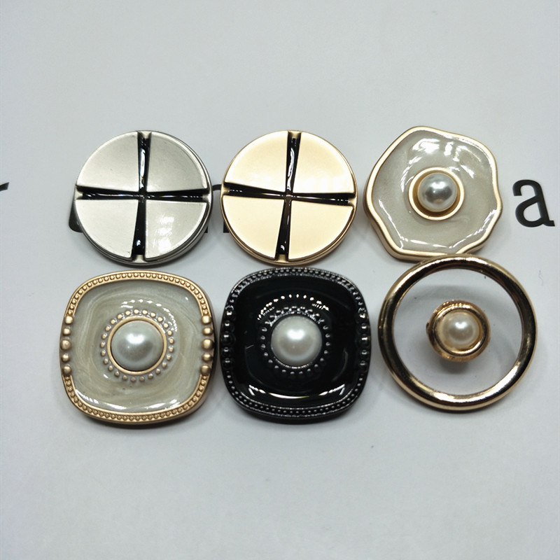 金属高脚纽扣圆形方形手缝珍珠女装大衣扣风衣外套毛衣西装装饰扣