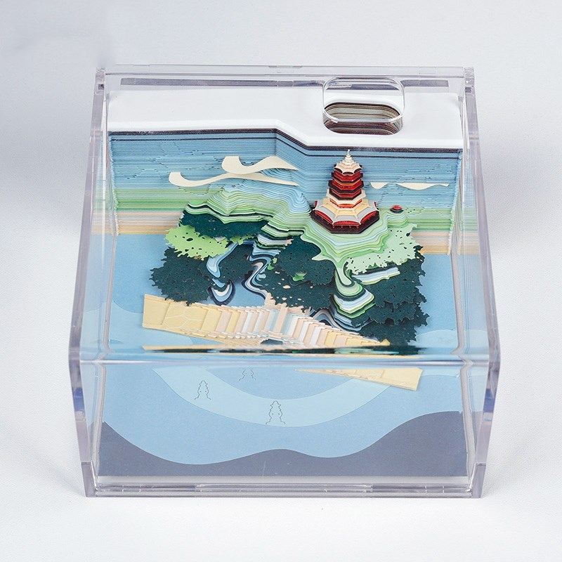 杭州西湖3d立体纸雕便签龙年新品雷峰塔模型中国风文创礼品摆件