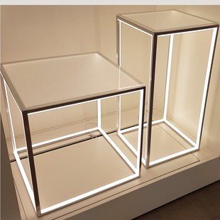 带花架的落地灯客厅沙发旁置物架带灯边桌边几落地氛围灯一体简约