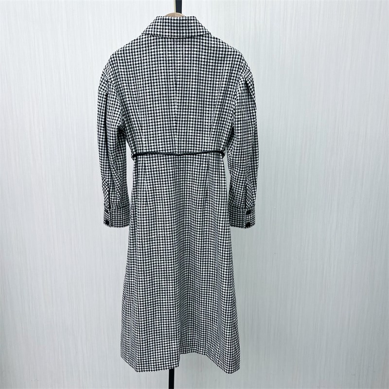 欧S2024春装新品 格子长袖连衣裙女设计感休闲显瘦衬衫裙5450
