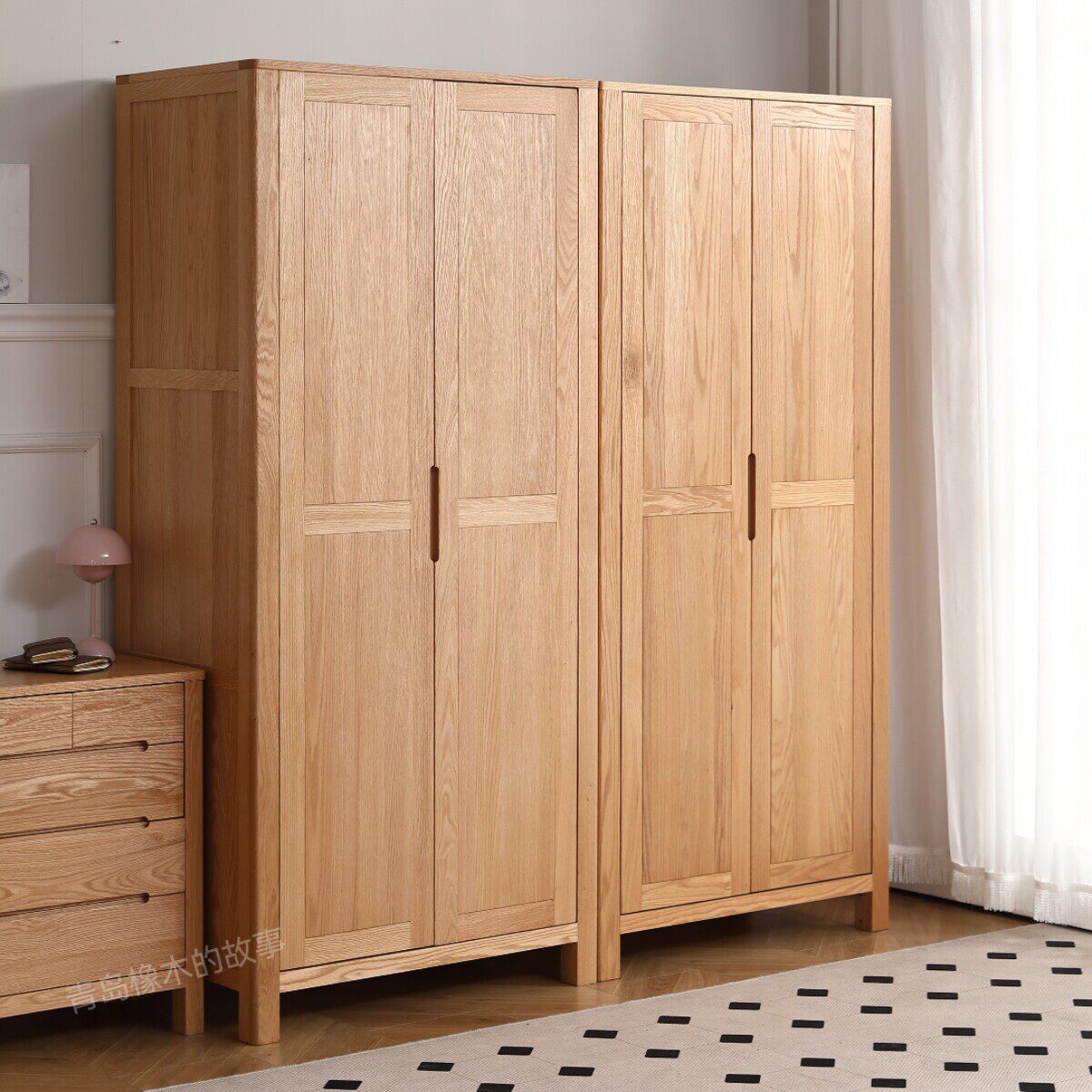 天坛家具厂家直销全实木衣柜现代简约橡木原木单门两门卧室家用组