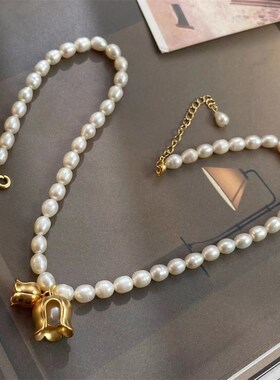 新款复古铃兰花天然淡水珍珠项链女百搭高级感轻奢气质时尚锁骨链