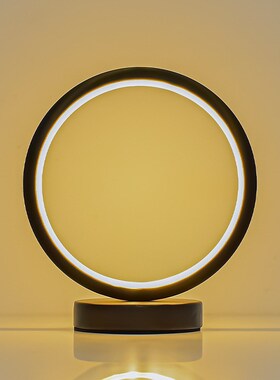 创意卧室床头灯氛围北欧圆环小夜灯睡眠圆形led台灯装饰宿舍书桌
