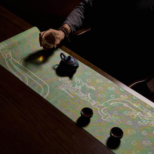 爱奇 原创ZDWHC010问露高级防水桌旗枝茶席铜桌布茶垫中式葩茶旗