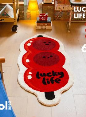 PoiEZCntLa地b冰糖葫芦」新「年爱红色可毯结婚礼布置客厅卧室床