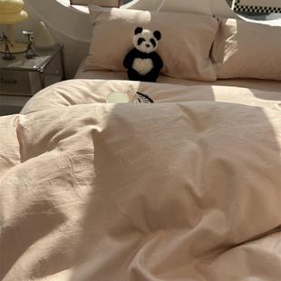 n60支长绒棉提i花北YBN欧蝴粉色四蝶件套长绒棉贡缎1.5m1.8s保暖