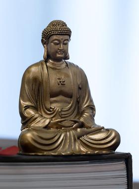 简修行圣西方三佛像阿SSF124弥陀佛佛家像纯黄命铜坐像随身本佛居