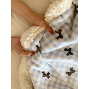 i卡通绒花毯午餐XGB毯扔毯冬加厚n羔秋羊珊瑚绒毯卧室沙发毯