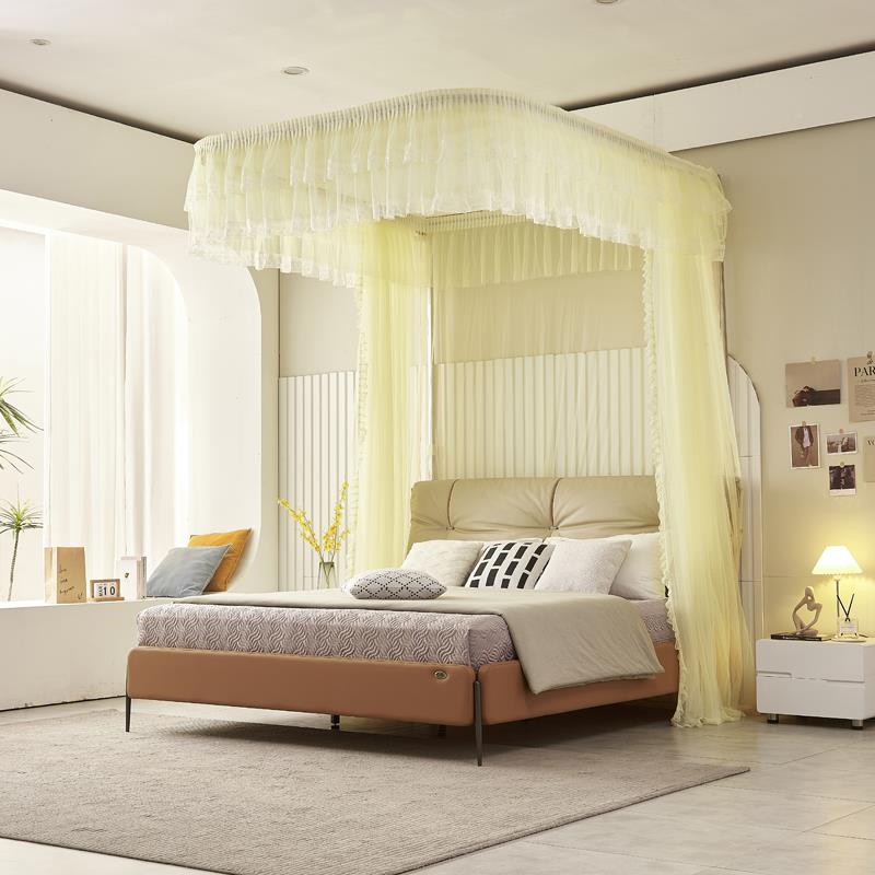 挂墙厚蚊帐1.5m床1.8m双床1QPZ.2米人床蚊帐伸缩u型宫廷加密加导