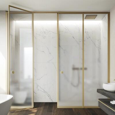 浴金色极窄全包框不钢浴室锈干湿分离隔断间屏风卫生16847一字T形