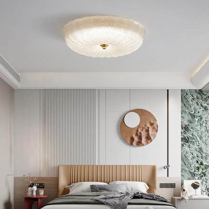 北全轻奢现代铜水晶8056玻璃后意式极简全光谱护眼房间吸顶欧灯卧