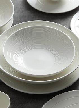 碗帽家用H15822本025新盘子白色陶瓷餐沙拉碗日高端竹大碗汤面具