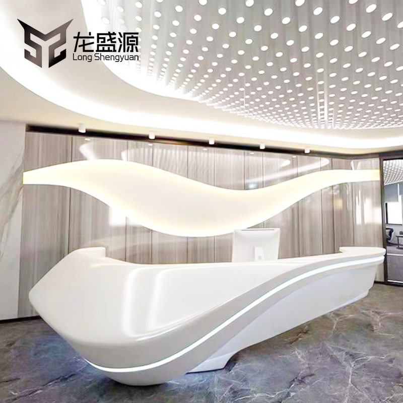 现代简约玻璃钢前台商场酒店接待台创意写字楼机场引导台酒吧吧台