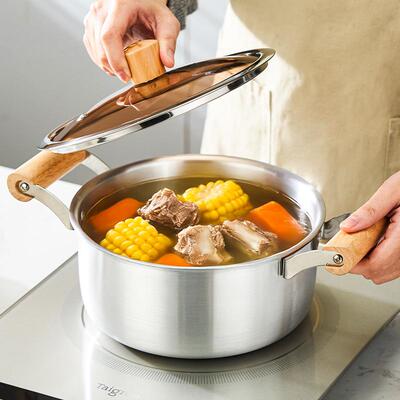 鸿俊达纯铝汤锅无涂灶层煮厨房汤锅煲汤家用纯铝汤锅通锅用炉奶锅