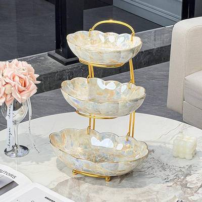 轻果盘家奢用客厅多盘层下午水茶点心架1258-2糖果子前台零食甜品