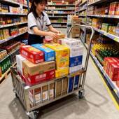 仓库加围厚静音板栏笼车拉货搬运网格转运247快递不手锈平钢物流