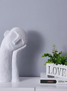 现代简约型白色人物造雕塑件969摆墅酒店别艺术品树脂抽象创意软