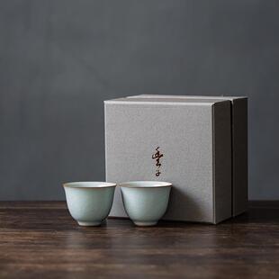 丰子汝窑 天青香韵杯2入茶杯 6.2x4.8cm 60ml 手工开片主人