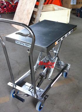 跨境全不锈钢手动平台车500kg液压升降304sus不锈钢手推车升高车