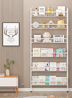 后书架门超置物架靠薄墙层落地多窄收纳柜实木壁挂书柜儿童绘MHSJ