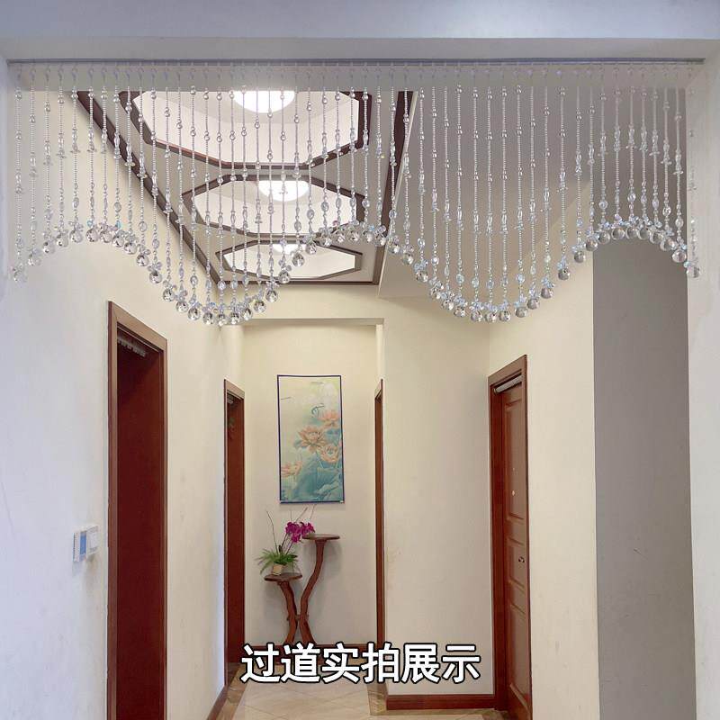 晶珠帘A9波客厅网红隔断玄关帘浪水子免打孔门挂帘A9波浪珠门帘手
