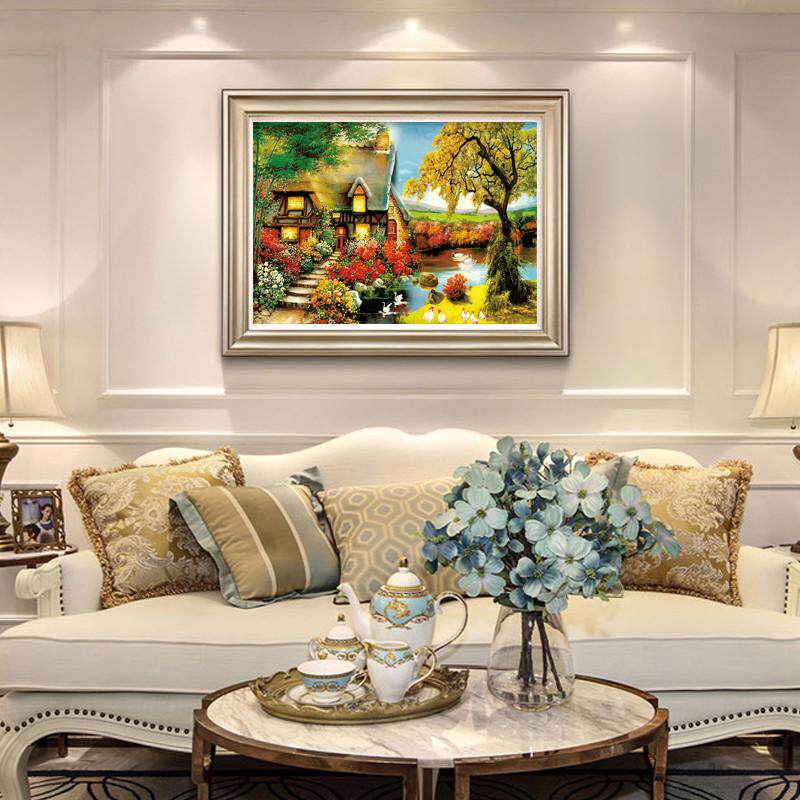 新品欧式风景油画小屋十字绣卧室线2025小件绣年新款刺绣客厅餐厅