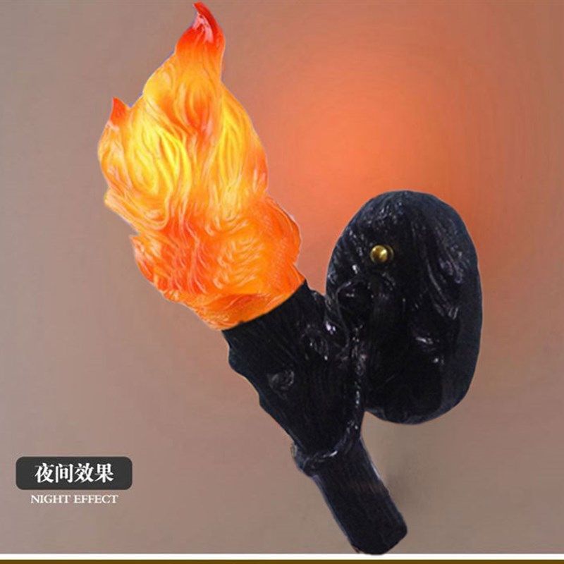 复古工业风火炬壁灯LOFT火把灯火焰个性酒吧怀旧咖啡馆装饰壁灯