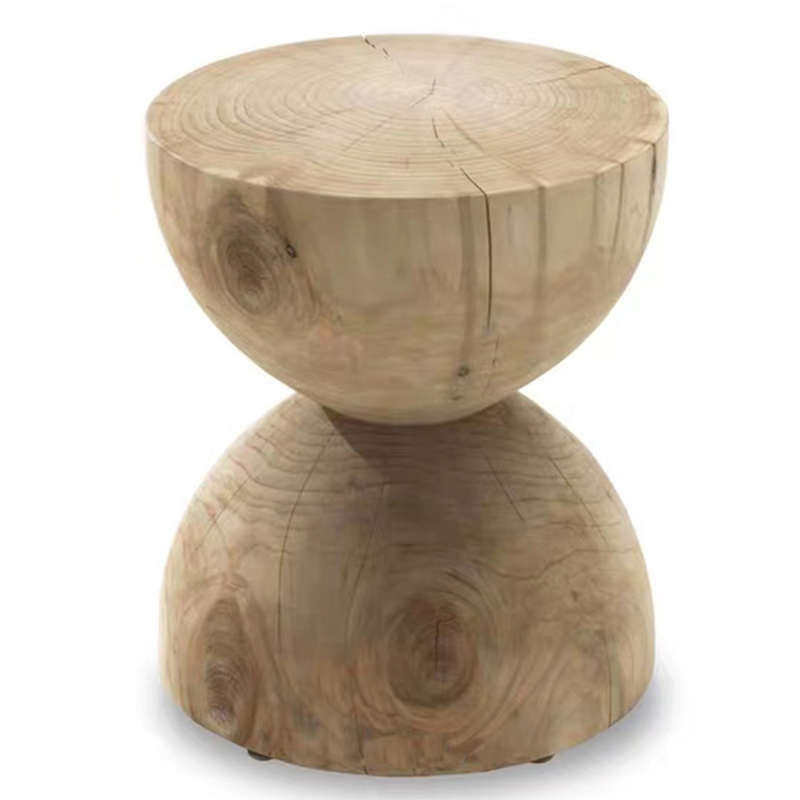 木墩子实木凳子创意原木桩摆件床头简约木北欧几木凳木凳方形墩边