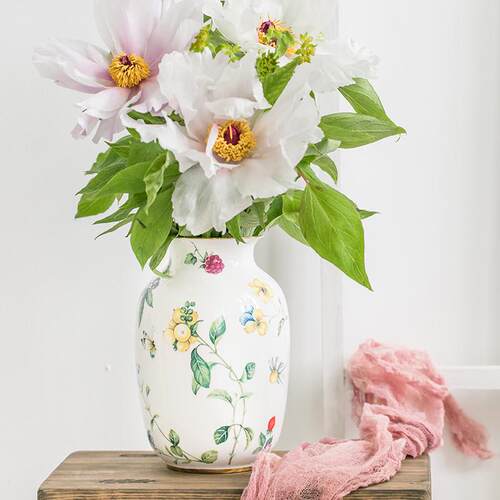 欧式陶瓷花瓶田园干花插花摆件礼品现代骨瓷家居装饰复古客厅餐厅