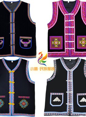 精品口袋菱形男短褂/马甲装/民族服装/舞蹈服装演出服背心/马褂D7