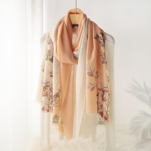 纯羊毛围巾女款2025新款春季薄款 100羊绒妈妈丝巾女高档披肩防晒