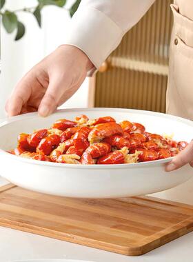 HXW骨瓷盘子圆家用特大号1英寸大盘深2盘14大英寸剁椒鱼头盘