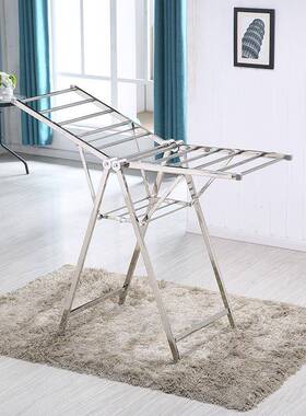 京森JS-21厂/204翼型落地晾衣架0不锈钢折叠衣晒架京森家