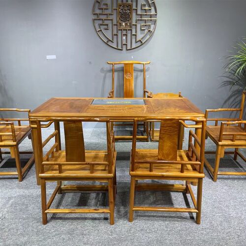 金丝楠木茶桌小叶桢楠阴沉木组合实木茶水柜古典茶几中式家具整装